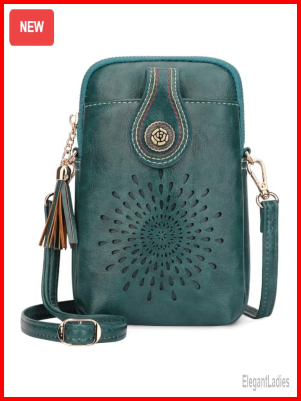 Vegan Leather Crossbody Phone Purse Detachable Strap
